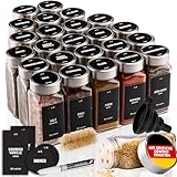 Deco haus® Gewürzgläser eckig luftdicht 24er Set [inkl. Etiketten & Streueinsatz] - Gewürzdosen Set Glas - Gewürzbehälter Spice Jars - Gewürze Aufbewahrung - Gewürz Organizer - Gewürzaufbewahrung