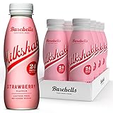 Barebells Cremiger Eiweiss shake – zuckerarm, 24 Gramm Protein pro Flasche, laktosefrei – Strawberry Milkshake, 8 x 330ml