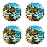 Aufkleber: 100 mm, 4 Stück - Newport Cliff Walk Rhode Island USA Rundes Reise Motiv