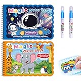 OPVYAEU 2 Stück Wassermalbuch Water Wow Malbuch, Magic Water Colouring Book mit Wasserstift, Wiederverwendbares Magisches Malbücher set, Wasser Malbuch Doodle für Kinder, Wassermalbuch ab 2 Jahr
