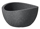 Scheurich Wave Globe Bowl, runde Pflanzschale aus Kunststoff, Schwarz-Granit, 40 cm Durchmesser, 21 cm hoch, 12 l Vol.