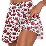 Hosenrock Damen Kurz Bedruckter Rock Bedruckter Rock für Damen, täglich, lässig, Workout, Tennis, Yoga, Sport, aktiv, Shorts, Rock Hosenrock Kurz (Wine, XXL)