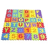 ColdShine 36 Stück Puzzlematte Kinderspielteppich 15X15cm Spielmatte Schaumstoffmatte Kinderteppich Rutschfestem EVR Puzzle Zahlen für Kinder