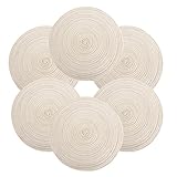 Tischset Rund Geflochten, Platzset Rund 6 stück, Baumwolle Tischsets Abwaschbar Hitzebeständige, 37 * 37 cm (Beige)