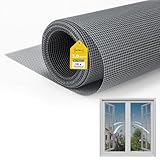 fowong Upgrades Fliegengitter Fenster mit 10x Reißfestigkeit Nanogitter, 252x122cm Extra Stabilität, DIY Katzenkratzfest Fliegennetz Ersatz für Fliegengitter Balkontür Wohnwagen,Grau, Geruchsneutral