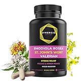 Johanniskraut Hochdosiert Rhodiola Rosea Baldrian - 10:1 Extrakte | 60 Tagesdosen | Natürlicher Stimmungsaufheller | Synergie Nutritition