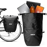 2Radwerk Fahrradtasche für Gepäckträger 25.4 l , 100% Wasserdicht , mit Tragegriff und Schultergurt , fahrradtasche gepäckträger, gepäckträgertasche, Fahrrad Taschen hinten