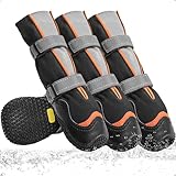 OHCOZZY Tiefe Wasserdicht Hundeschuhe, hohe Hundestiefel mit V-förmiger Zunge für einfaches Anziehen, Pfotenschutz Hundestiefel Winter fürkleine, mittlere und große Hunde 4 Stück,L