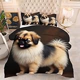 Gumntun Bettdecke 140×200 cm Gelber Tierhund, Weiche Microfaser Bettwäsche, Nnovativ & Atmungsaktive Steppdecke für Jugendliche Erwachsene, 2 Kissenbezüge 80×80 cm f453