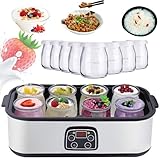 Joghurtbereiter mit 8 Gläsern, 1400 ml Automatische Multifunktions-Elektromaschine für Bio-Joghurt und Natto, Gesundheitsgeschenk für Männer und Frauen