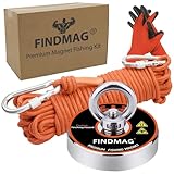 FINDMAG Magnetfischen, 500 LBS Zugkraft Magnetangel, Magnet Stark, Neodym Magnete Extra Stark, Starke Magnete, Angelmagnet Sehr Geeignet Zum Magnetfischen und Bergung im Fluss - Durchmesser 60 mm