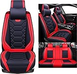 INRNT Auto Autositzbezüge Set für S-Class (W222) Rear-bridge-length/30cm/2014-2020,Dauerhafter 5-Sitzer Sitzbezüge-Set Vorderseite Rückseite Schonbezüge,A/BlackRed
