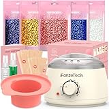 Waxing Set Wachs Haarentfernung Frauen Männer: Warmwachs Haarentfernung - Wachswärmer Gerät mit Silikon Schale, 5 Packungen Wachsperlen für Gesicht, Intimbereich, Körper, Wachswärmer set für Zuhause