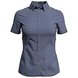 Odlo Damen Kumano Kurzarm Bluse, Amparo Blue Concrete Grey-Check, S