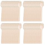 Holzgabeln, 200 Stück Holzbesteck, 10.5CM Einweg Kuchengabeln,Einweggabeln Holz, Party Holzbesteckgabeln, Holzbesteck Löffel für Camping, Reisen und Grillen