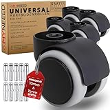 MYNEEED Universal Bürostuhl Rollen ohne Stifte, mit 10mm / 11mm Stifte - Hartbodenrollen Kratzerfrei und Leise - Bürostuhlrollen für Laminat Parkett Fliesen - Mit 4-Schritt Anleitung