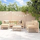 CINDERFUL Gartenmöbel Set 7-TLG. Garten-Lounge-Set mit Kissen Massivholz