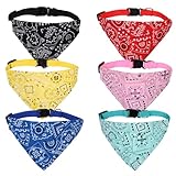 6 Stück Hunde Bandana Kopftücher, Katzenhalstuch, Süßes Hundehalstuch mit Halsband, Katzenhalsband mit Abnehmbarer, Katzenhalsband zum Binden, Einstellbare Hund Halstuch für Katzen Welpen Kleine Hunde