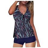 Tankini mit Shorts Grün enmuster badeanzug damen shorts 2 teiler damen flamingo tankini damen Bikini High Waist Damen beachwear damen bikini damen bikini mit shorts damen badeanzug cressi floss