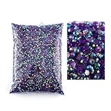 JCUIYyo Transparente Harz-Strasssteine AB, 2 mm, 3 mm, 4 mm, 5,0 mm und 6 mm, mit flacher Rückseite für Nageldekoration (Deep Purple, 3 mm)