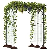 COSTWAY Rankgitter für Kletterpflanzen, Rankhilfe aus PE-beschichtetem Metall, Rankbogen groß, Torbogen Graten, Gartenbogen für Gemüse, Obst, Blumen, 200 x 150 x 197 cm, Schwarz
