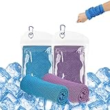 2 Stück Kühlhandtuch Cool Towel 30 x 100cm, Kühlendes Handtuch Sport für Sofortige Kühlung, Kühles kaltes Handtuch für Yoga, Strand, Golf, Reisen, Fitnessstudio, Sport, Schwimmen, Camping