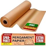 Ungewachstes Backpapier Rolle – 38cm x 64m Butterbrotpapier mit Schneidemesser, Pergamentpapier Rolle zum Backen, Kochen, Grillen, Dampfgaren und Airfryer von Baker's Signature