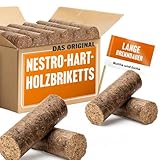 Holzbrikett, NESTRO Hartholzbriketts 30 kg Buche/Eiche – Premium Brikett für Kamin & Ofen | Lange Brenndauer, Hoher Heizwert, Kaum Asche | Saubere & Natürliche Wärme aus Hartholz