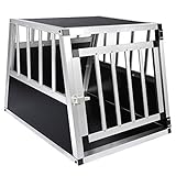 EUGAD Hundetransportbox Aluminium, Hundebox Auto Hundebox für Zuhause, Kofferraum Transportbox für kleine/mittlere Hunde Katzen 54x69x51cm mit Sicherheitsverschluss, Leicht und Stabil