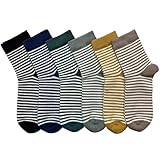 MAGIARTE 6 Paar Damen Mini Crew Socken Streifen gemustert Gekämmte Baumwolle Casual Athletische Viertel Kalbssocken (Multi Color#02) DE