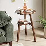 Kleiner Beistelltisch, dekorativer Couchtisch, moderner runder schmaler Beistelltisch mit Ablage, Couchtisch, Nachttisch für Wohnzimmer und Schlafzimmer