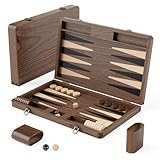 Premium Backgammon-Set aus Schwarznussbaumholz - Luxus-Reisespiel (Mit Würfeln & Verdoppler)