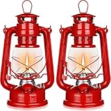2 Stück Sturmlaterne 25,4 cm Original Ölbrennlaterne Vintage Öllampe Außen Innen Dekorative Kerosinlampe Hängende Kerosin Kraftstofflaternen für Camping Zuhause Terrasse (rot)