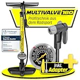 Dunlop Fahrradpumpe Luftpumpe Fahrrad alle Ventile -Premium Standpumpe Fahrrad aus Aluminium bis 11 bar für Schrader, Presto und französisches Ventil - Bike Pump mit Manometer und 2in1 Adapter Pumpe