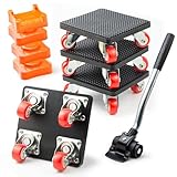 4 Stück Möbel Transportrollen Set mit Lastenheber für Umzug Schwere Möbel 400KG Rollen für Möbelheber,360 Grad drehbar RadsMöbelrollen Schwerlast mit möbelroller transportroller