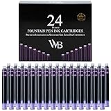 Wordsworth & Black 24er-pack Füllfederhalter-Tintennachfüllungen – 24 Violette Tintenpatronen, Internationale Standardgröße, Länge Ca. 3,8 Cm, Basisdurchmesser Ca. 0,6 Cm – Einwegartikel Und Generisch