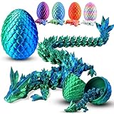 Cheloveer 3D Drache im Ei 21.5 cm 3D Drucker Drache Home Office Dekor Executive Schreibtisch Spielzeug 3D Drachen Drachenei mit Drache für Kinder Erwachsene （Lasergrün）-M