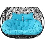 Sitzkissen für 2 Personen, Hängematte, Schaukelstuhlkissen, Doppelsitzer, Eistuhlkissen, nur 2-Sitzer-Kissen für Hängekorb, Stuhl, wasserdichter Bezug, waschbar und abnehmbar, Blau