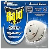 Raid Night & Day Elektrischer Diffusor Fliegen, Mücken und Tigermücken, 1 Diffusor + 1 Nachfüllpackung 240 Stunden, Verpackung kann variieren