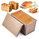 Toastbrot Backform, Doppelseitige Antihaftbeschichtung Kastenform mit Deckel, Toastbrotform 3 Belüftungsöffnungen an der Unterseite, Geeignet für Brot-,Toast- und Kuchenbackwerkzeuge（8.46*4.72*4.33in）