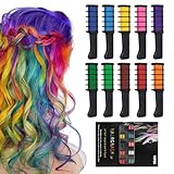 Haarkreide für Mädchen Set, Haarkreide Kamm 10 Auswaschbare Farben, Temporär Haarfarbe Kreide Kamm, Instant Haartönung Hair Geschenk Mädchen für Party Karneval Halloween