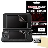 TECHGEAR [3 Stück Displayschutz für Nintendo 3DS XL 2014 - Ultra Klare Schutzfolie für Nintendo 3DS XL [Oben + Unten] - mit Reinigungstuch + Applikationskarte