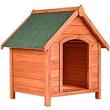 tectake Hundehütte outdoor, große Hütte für Hund, winterfest, Hundehöhle für Zuhause und draußen, Holz Box Haus mit aufklappbarem Dach, Hundehaus für drinnen und draußen