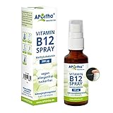 APOrtha® Vitamin B12 Spray B12 I ergiebig mit bis zu 180 Anwendungen I 500 µg Methylcobalamin I B12 vegan I B 12 Vitamin Mundspray mit B12 hochdosiert