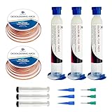 3PCS Kolophonium Lötpasten Flussmittel (10cc Spritze) mit 2PCS Entlötdraht (3M/10ft 2.5mm) für Elektronik Löten Reparaturen Kit