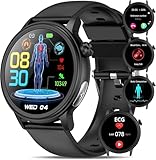 2025 Neue Smartwatch mit EKG blυtdrυckmessυng ΒΙutdrυck Gesundheitsuhr BMI/HRV/Hαrnsäure/Telefonfunktion/SOS-Taste 24H Herzfrequenz SPO2 Schlafmonitor Stress Fitness Uhr Tracker Damen herren(Schwarz)