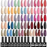 Phoenixy 40Pcs UV Nagellack, 72 Effekte 36 Farben Gellack UV mit Base Top Matte Coat, Pink Blau Schwarz Populäre Farbe UV Gel Nagellack, Geschenke für Frauen Nail Art zu Hause