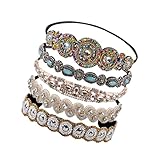 SAFIGLE 5 Stück Stirnband Perle Strass Kopfschmuck Strass Stirnband Glänzendes Stirnband Frau Stirnband