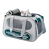 PETCUTE Haustier Tragetasche,Faltbare Hundetasche katzentragetasche mit Herausnehmbarer Matte,Atmungsaktive Hundetragetasche mit Sicherheitsleine,Transportbox für Haustiere mit Taschen