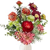 YMIFEEY Kunstblumen wie Echt Künstliche Blumen Zweige Blumenstrauß Künstlich Rot Seidenblumen Fake Blumen Pflanzen Deko Artificial Flowers Tischdeko Valentinstag Muttertag Frauen Geschenk (Rot)